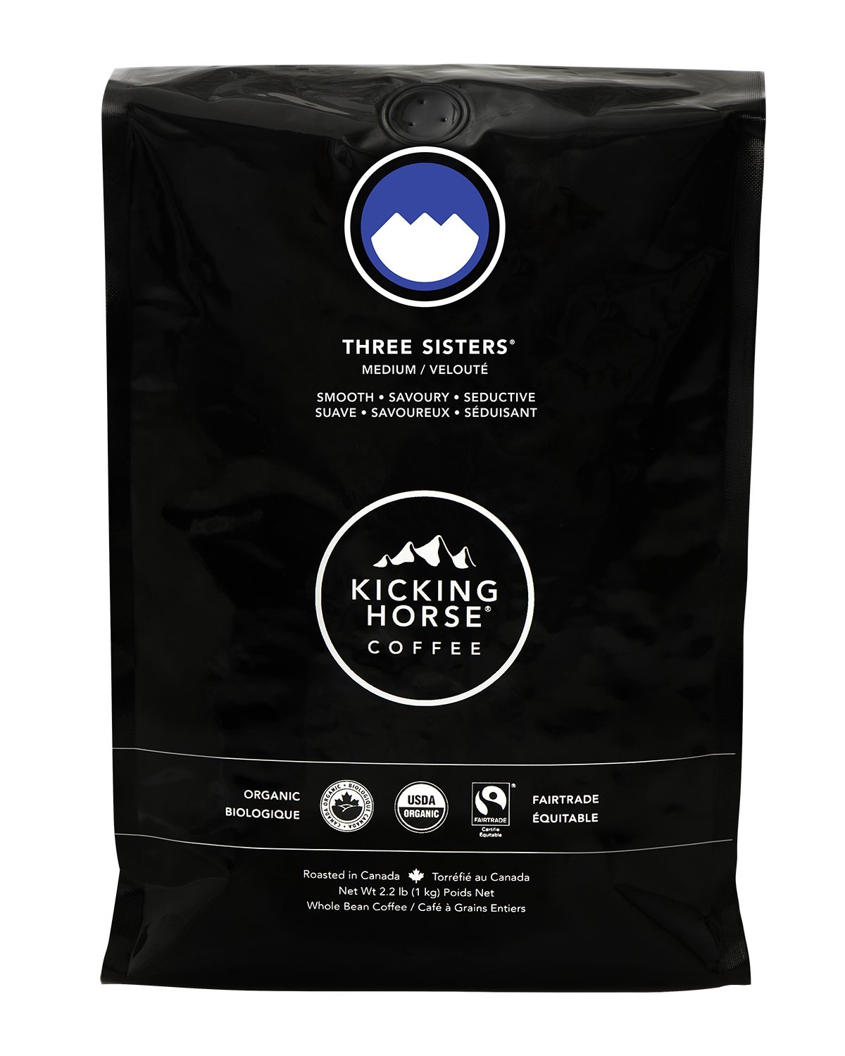 Kicking Horse Coffee, Three Sisters, Medium Roast, Whole Bean, 2.2 Pound - Certified Organic, Fairtrade, Kosher Coffee
