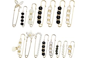 BULRASH 15 Pieces Pearl Brooch Safety Pins, Pant Waist Tightener Pins for Clothes Sweater Shawl Collar Dress Cardigan Shirt Jeans Decoration Accessories for Women Girls