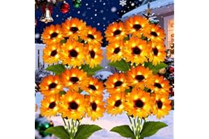 yulloyello 4 Pack with 24 Solar Sunflower Lights Outdoor Decorative Lights for Garden Christmas Gift for Mom and Friends, IP65 Waterproof Sunflower Garden Stake Lights for Yard Patio Lawn Pathway
