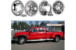 CITYHOT 4x 16inch 304L Stainless Steel Dually Wheel Simulators, Bolt on Wheels Covers, Screw on 8 Lug 4 Hand Hole Hubcaps Fit for 2001-2007 Chevy GMC 3500 Truck 2003-2021 G3500/G30 Van w/Tool Kit 16D8