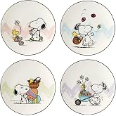 Lenox Snoopy Easter 4-Piece Accent Plates, Appetizer Plate Set for 4 | porcelain, dishwasher safe, microwave safe | also great as an easter dessert plate for salad or bread