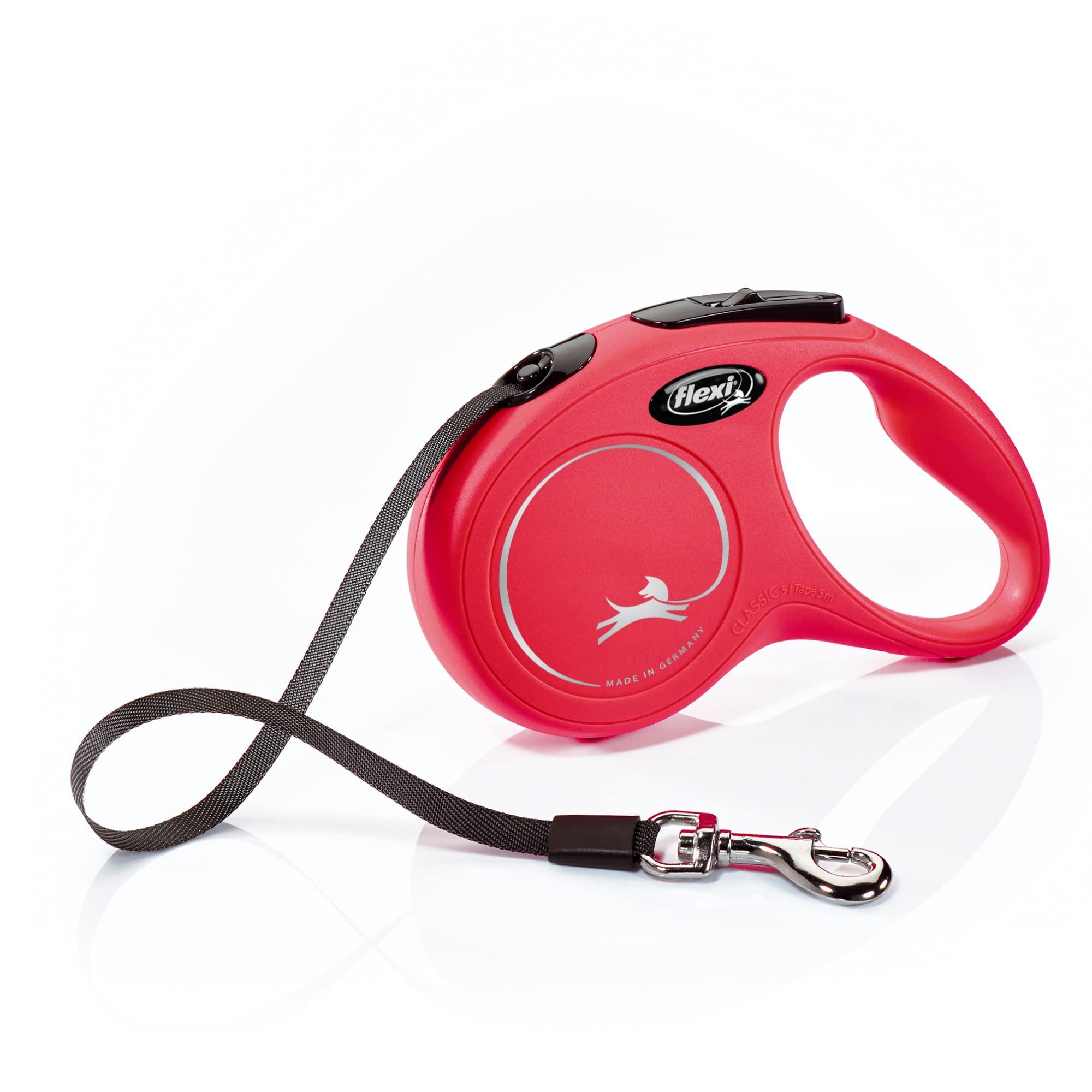 Flexi New Classic Retractable Dog Leash (Tape), 16 ft, Small, Red (CL10T5.250.R)