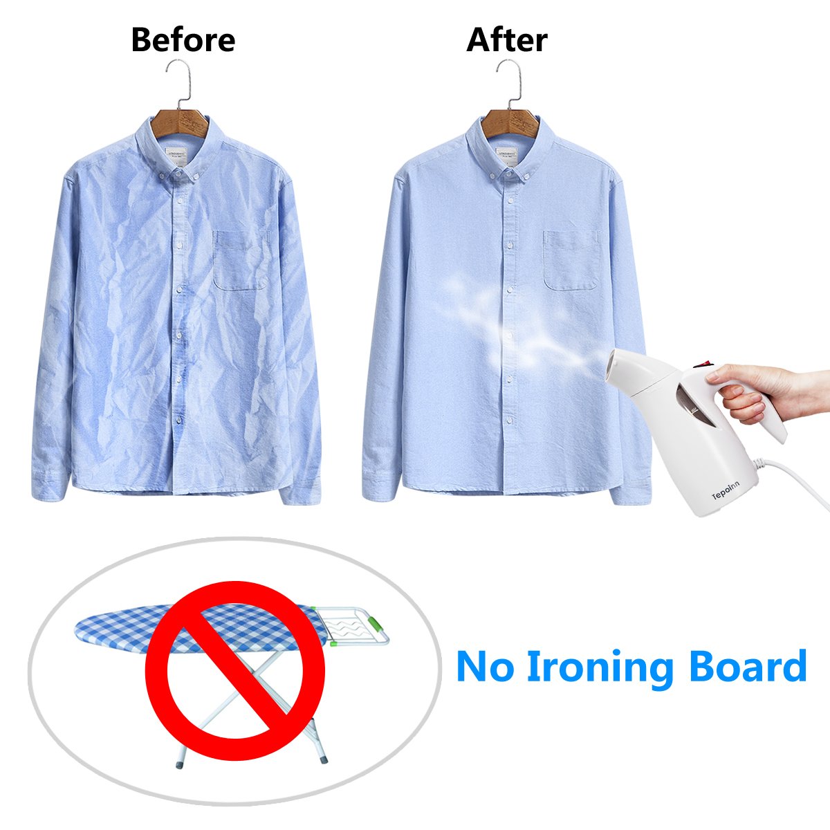 Tepoinn Clothes Steamer for Travel Garment Steamer Portable Fabric Steamer (one gear)