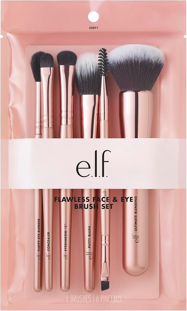 e.l.f. Flawless Face Kit, 6-Piece Brush Collection, Brushes For Face, Eyes & Brows, Vegan & Cruelty-Free