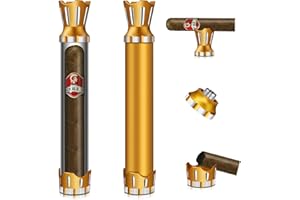 wanbro Crown Metal Cigar Tube, Portable Cigars Travel Case with Holder, Punch, Ashtray, Smell Proof, gift idea for Men, Women