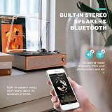 Trynnay Vinyl Record Player with 2 Built-in Speakers Bluetooth 3-Speed Tangerine view 4