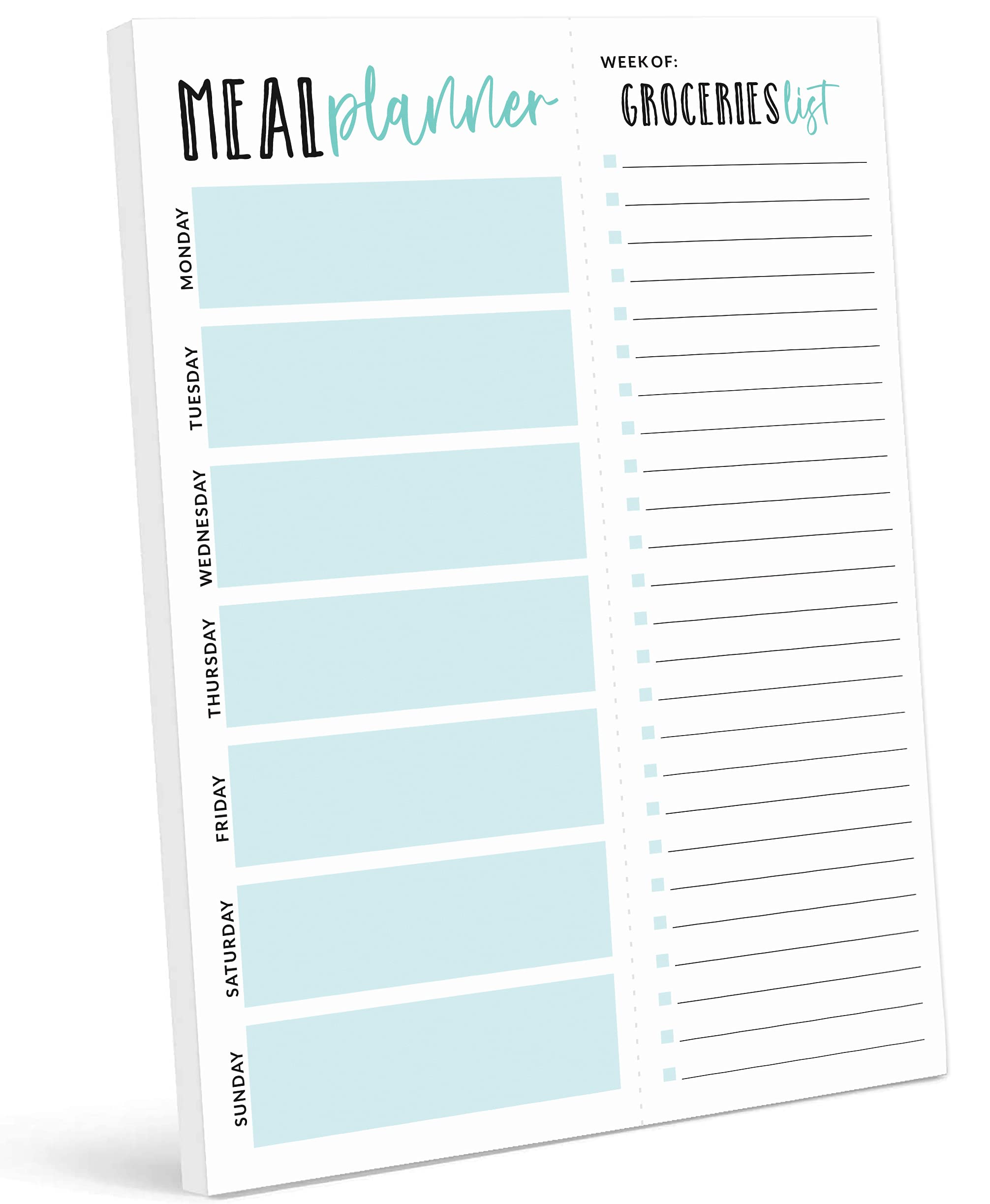 Inkdotpot Weekly Meal Planner Notepad 7"x10”, "Meal Planner" Magnetic Meal Planning Pad with Tear Off Grocery Shopping List for Fridge- Kitchen & Home - 54 Sheets