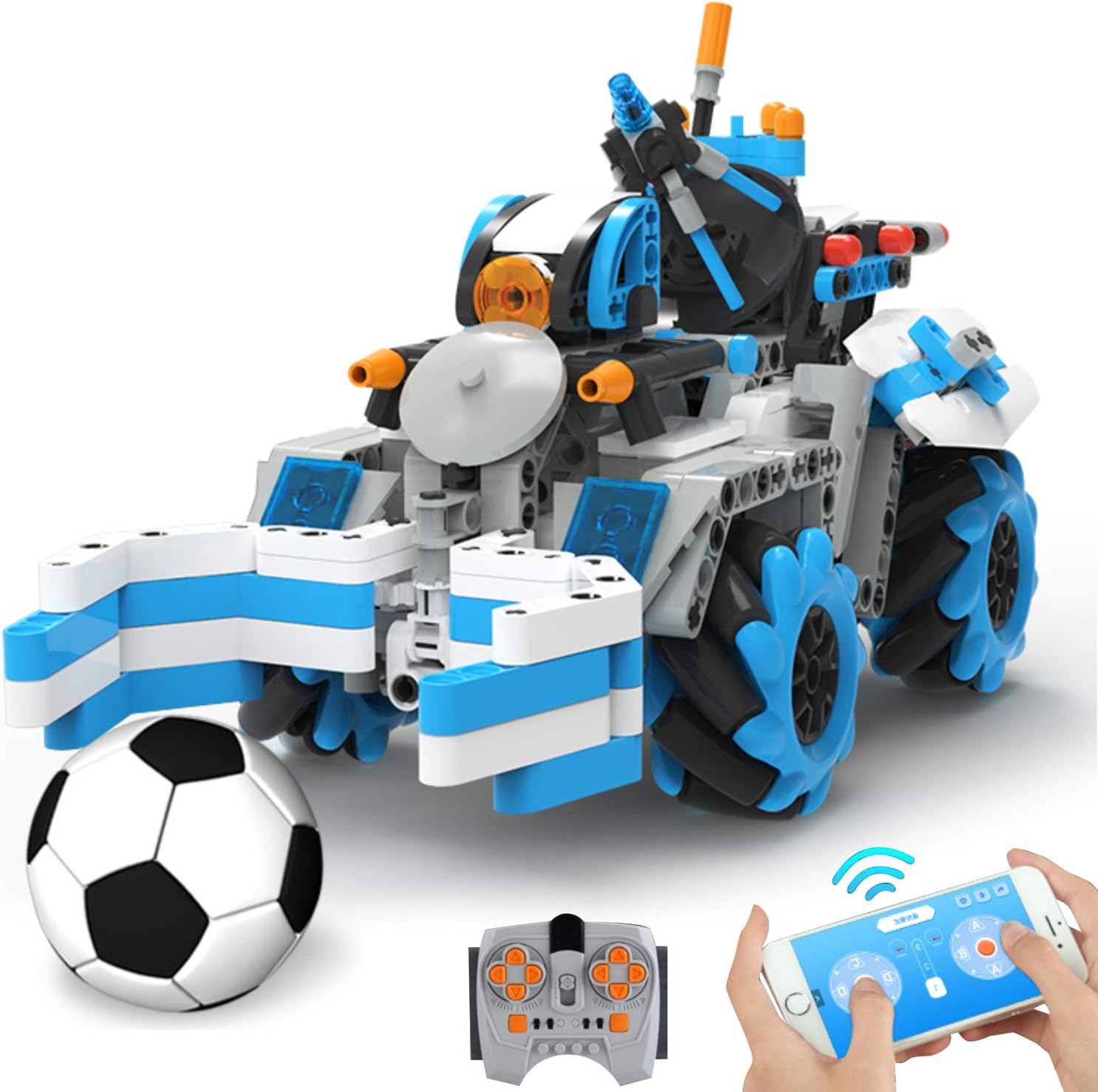 STEM Building Block Robot Kit, Drift 360° Rotating 4WD Remote Control Car Kit Engineering Science Building Mathematics Education Programming and Learning Code Toy Gift Set