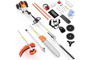 DatingDay 52cc 6 in 1 Gas Petrol Hedge Trimmer Brush Cutter Chainsaw Multifunctional