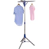Honey-Can-Do 64-Inch Steel Tripod Clothes Drying Rack, Foldable Collapsible Laundry Stand with 3 Rotatable Arms, Holds 30 Hangers, Space-Saving Indoor Outdoor Air Dry Rack, Blue