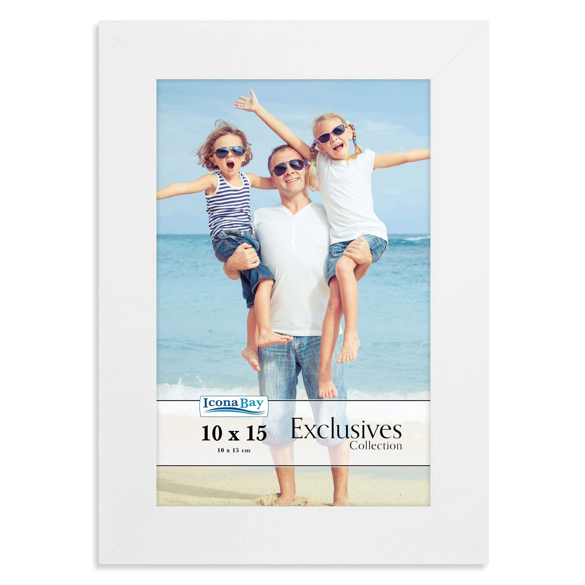 Icona Bay - 10x15 cm White Picture Frame - Sturdy Engineered Wood Photo Frame - Sleek Design, Table Top or Wall Mount - Exclusives Collection