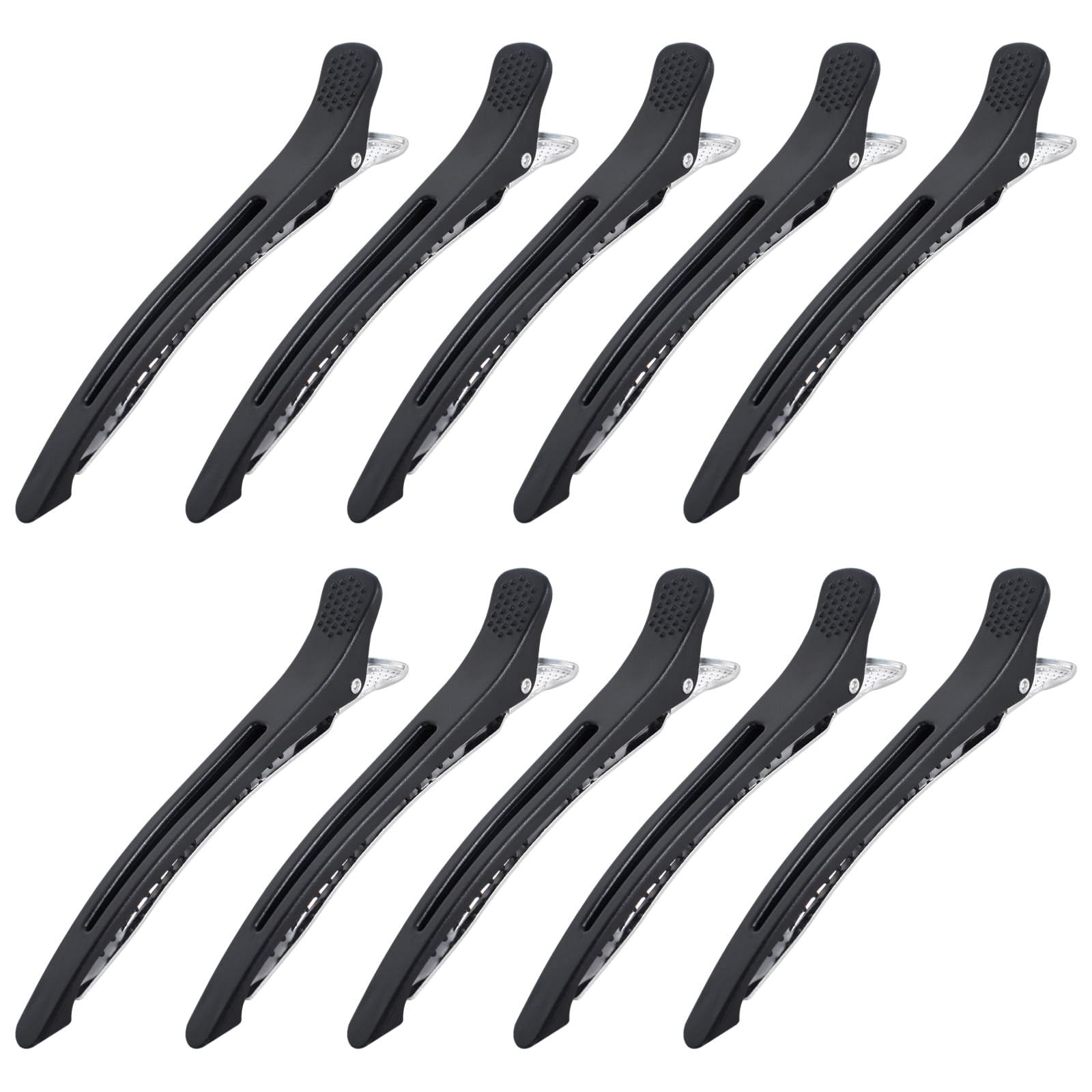 KYSUN 10 Pcs Hair Sectioning Clip, Non Slip No-Trace Duck Billed Hair Clips, Pro Hairdressing Clips Home Hair Cutting Clips Hair Styling Clips with Silicone Band, Alligator Clips Hair for Salon, Black
