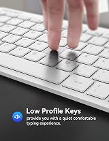 TECKNET 2.4G Wireless Keyboard Small Ultra Slim 14 Hotkeys White view 5