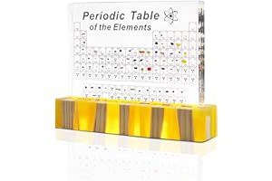 BEWITU Periodic Table with Real Elements Inside, Amber Lighted Stand Acrylic Periodic Table of Elements Poster, Crafts Décor Teaching Tool Chemistry Gift for Kids Adults Students Teacher Science Lovers