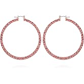 GUESS Rosegold Crystal Stone Statement Hoop Earrings