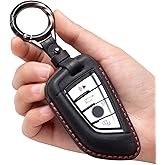 YONUFI for BMW Key Fob Cover Leather Car Remote Case Holder Keychain Compatible for BMW 2 5 6 7 Series X1 X2 X3 X5 X6 X7 -Black