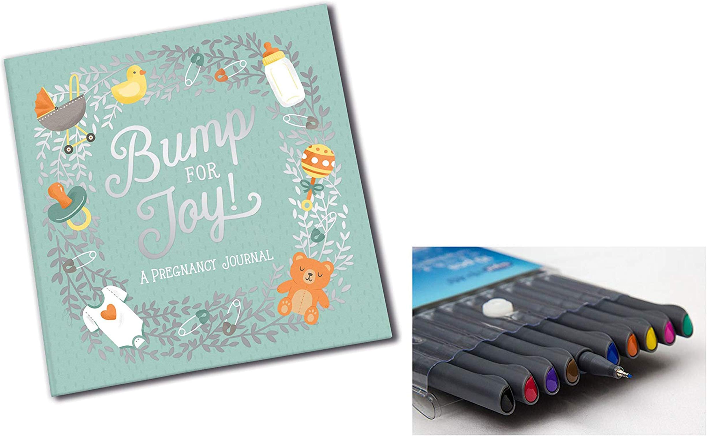 Orange Circle Studio Studio Oh!"Bump for Joy" Guided Pregnancy Journal and Comes with Kemah Craft Fineliner 10 Pc Color Pen