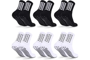 Barrlves 6 Pairs Kids Grip Soccer Socks Cushioned Non Slip Football Athletic Sports Socks for Boys Girls