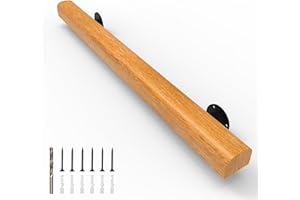 YEOOE 3FT Wood Stair Handrails Wall Mount, Hand Railings for Stairs Indoor Outdoor, Non-Slip Staircase Handrail for Corridor, Lofts, Patio, Kindergarten Guardrail (Size: 3ft)