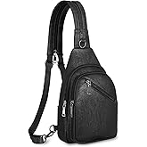 SYTRAH Sling Bag for Women, Crossbody Bags for Women Trendy Crossbody Purse Vegan Leather Sling Backpack Chest Bag with Dual Purpose Strap, Pure Black