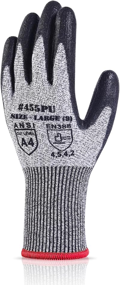 Donfri Cut Resistant Gloves Level 5 HPPE PU Palm Safety Work Gloves L