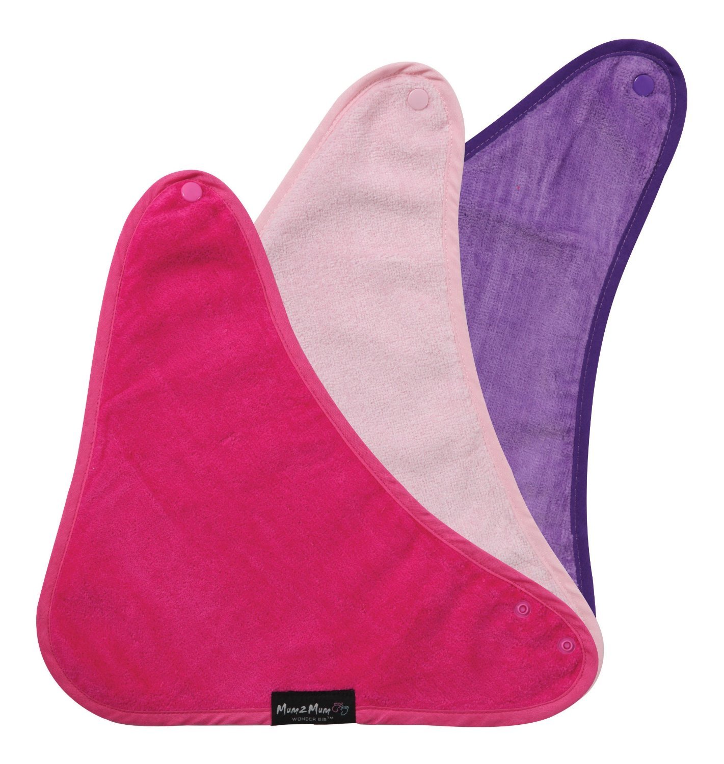 Mum 2 Mum Bandana Bib, 3 pack - Hot Pink, Purple, Baby Pink