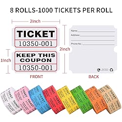 L LIKED 8000 Raffle Tickets 2" x 2" Raffle Tickets