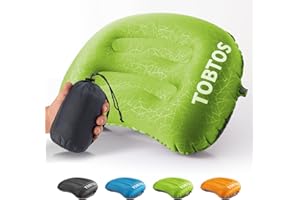 TOBTOS Camping Inflatable Pillow for Camping, Ultralight Backpacking Ergonomic Support for Neck & Lumbar, Blow Up Air Pillow for Travel, Hiking, Outdoor (Green)