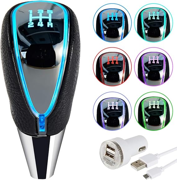 Semoss 7 Colors LED Changing 5 Speed Gear Shift Knob Touch Activated