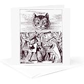 3dRose Alice in Wonderland Cat 1 Greeting Card with envelope