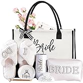 Bridal Shower Gifts–7-Piece Birde Gift Set with Tumbler, Tote, Slippers, Makeup Bag & More-Gift for Bride to be– Bachelorette Gifts for Her-Bridal Shower Decorations
