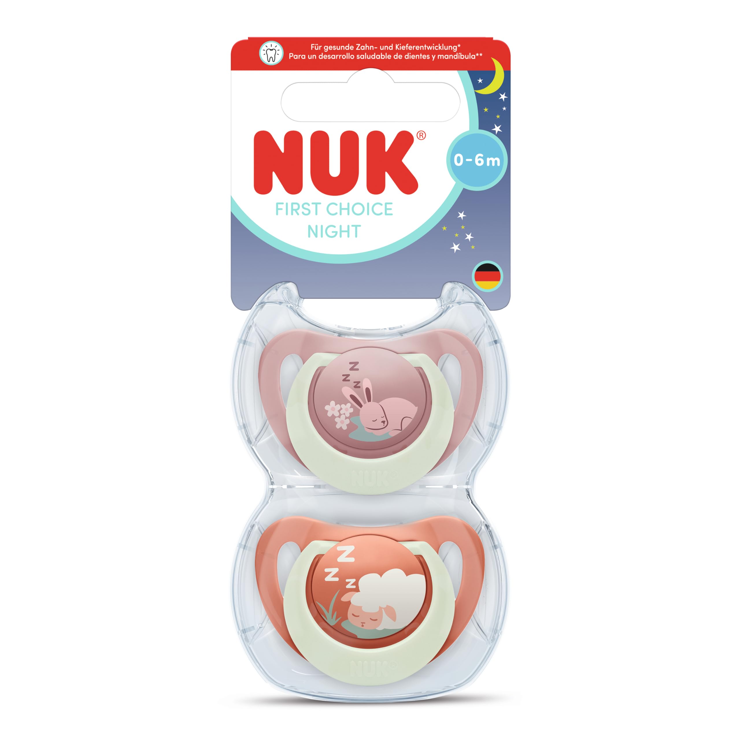 Nuk Star Night & Day Baby Pacifier 0-6 Months Luminous Lollipop BPA Free Silicone Pink Cat 2 Pack