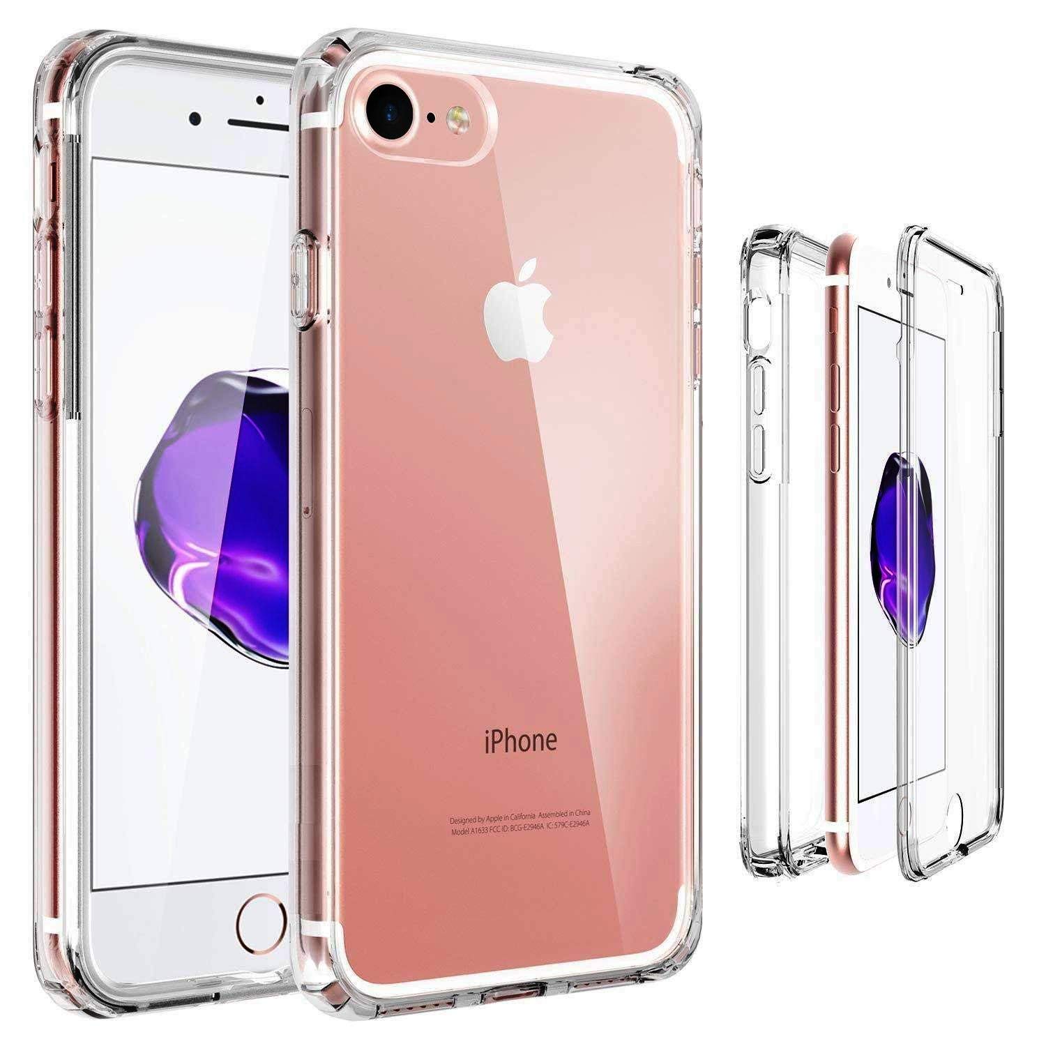 NWNK13 For iPhone iPhone 8 Plus/iPhone 7 Plus Case Crystal Clear Slim Fit Front & Back 360° Case Built-in Screen Protector Transparent Full Body Silicone Gel Mobile Phone Cover for iPhone 8+ — image 1