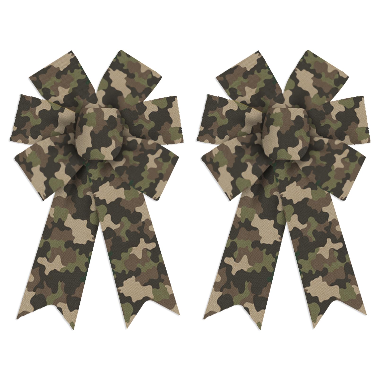 Photo 1 of 2 Pcs Green Camouflage Wreath Bows Camo Bows for Wreaths, Camouflage Ribbon Bows Patriotic Event Decor Bows for Veterans Day Military Support Indoor Outdoor Decoration Wreath Ornament Supplies