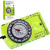 Multifunctional Waterproof Orienteering Compass Mini Portable Survival Compass for Map Reading, Hiking, Camping, Backpacking, Perfect Outdoor Scout Gifts for Kids, Orange