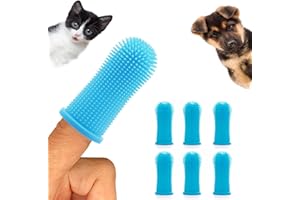6Pcs Dog Toothbrush, Soft Dog Finger Toothbrush, 360º Silicone Pets Teeth Cleaning Toothbrush for Dogs Cats Dental Care