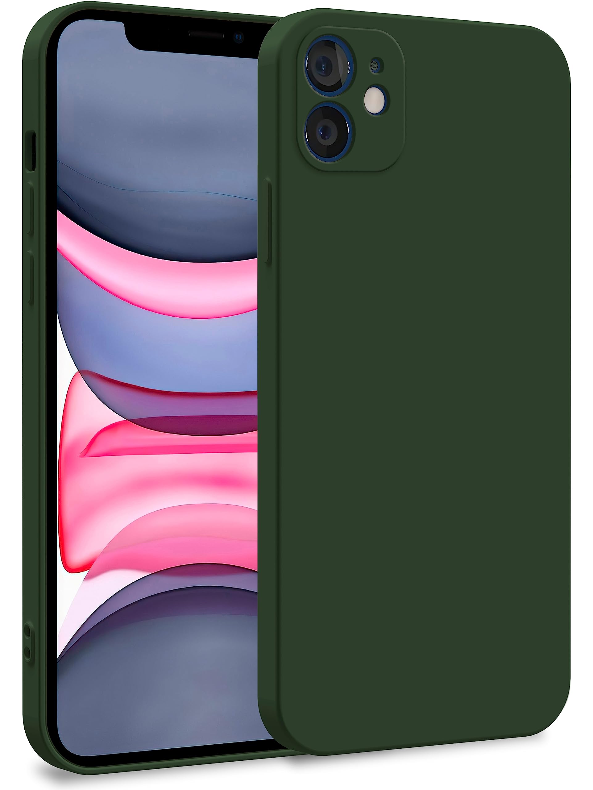 MyGadget TPU Case for iPhone 11 - Cover Dual Layer with Camera Protection | Inner Lining - Soft Touch Rubber & Anti-Scratch Shell Olive Green
