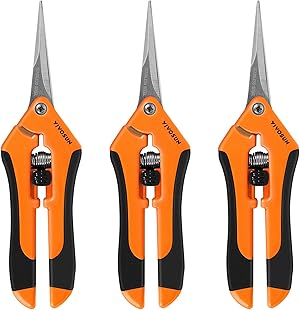 VIVOSUN Gartenschere 3er-Set 16,5 cm Pflanzenschere mit Titan-Antihaftbeschichtung, Ergonomischer Griff, Gerade Klingen in Edelstahl, Rosenschere für Äste, Blume Obst und Gemüse, Orange