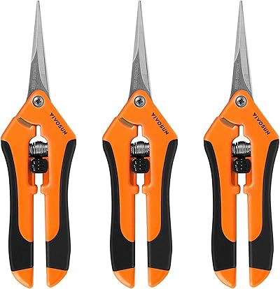 VIVOSUN Gartenschere 3er-Set 16,5 cm Pflanzenschere mit Titan-Antihaftbeschichtung, Ergonomischer Griff, Gerade Klingen in Edelstahl, Rosenschere für Äste, Blume Obst und Gemüse, Orange