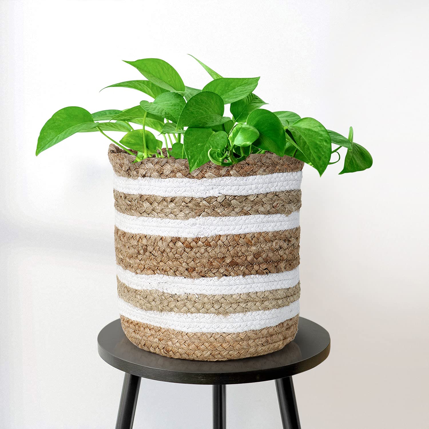 HomeStorie Jute Planter Basket 10 Inch for Living Room Décor, Gardening, Outdoor Indoor Plants