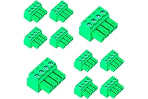 Keszoox 10 PCS 3.81mm Pitch Green Phoenix Type Connector 4 Pin PCB Screw Terminal Block