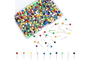 AXIAXOQ 500Pcs Multi-Color Push Pins, Map Pins for Travel Map, 1/8 Inch Small Map Tacks with Plastic Beads Head, 10 Colors Map Pins for Cork Board, World Map Bulletin Board, Fabric Marking, Craft, Office