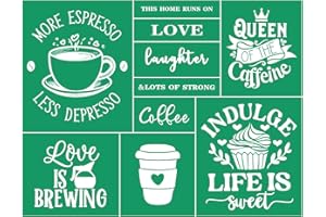 DGAGA Coffee Self-Adhesive Silk Screen Stencils,Sweet Life Screen Printing Stencils for Craft Xmas Chalk Stencil Transfers Reusable Stencils for Painting on Wood T-Shirt Fabric Farmhouse Sign