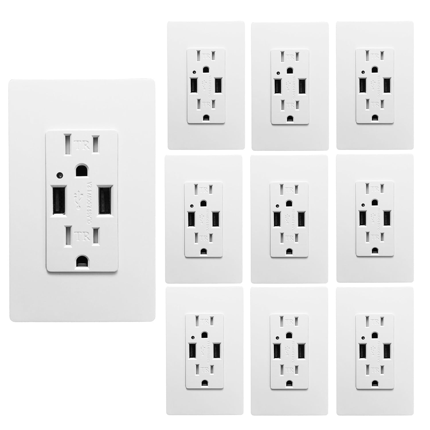 Outlet with USB High Speed Charger 4.2A Charging Capability, Child Proof Safety Duplex Receptacle 15 Amp, Tamper Resistant Wall socket plate Included UL Listed MICMI U24 (4.2A 10pack)
