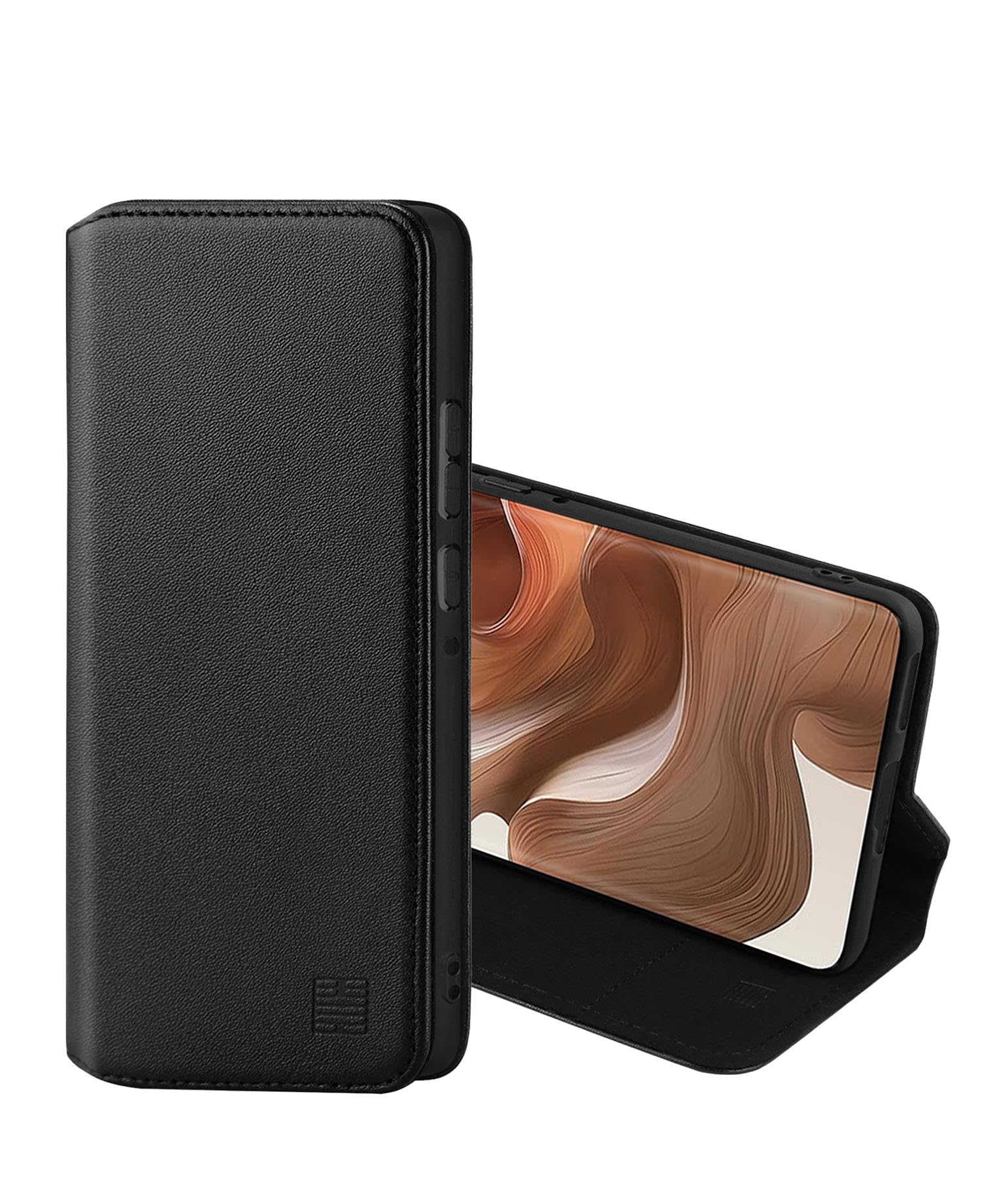 32nd Classic Series 2.0 - Real Leather Book Wallet Flip Case Cover For Motorola Edge 50 Ultra, With RFID Blocking Card Slot, Magnetic Closure and Built In Stand - Black