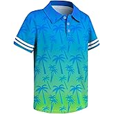 Boys Polo Shirts Hawaiian Golf Collared for Kids Boys Short Sleeve School Uniform Youth Performance Tops 5-14 Years