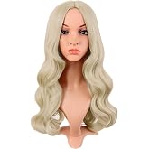 MapofBeauty 22 Inch Long Curly Hair Middle Part Cosplay Wig, Blonde | 55 cm Fashion Wig, Synthetic Fiber
