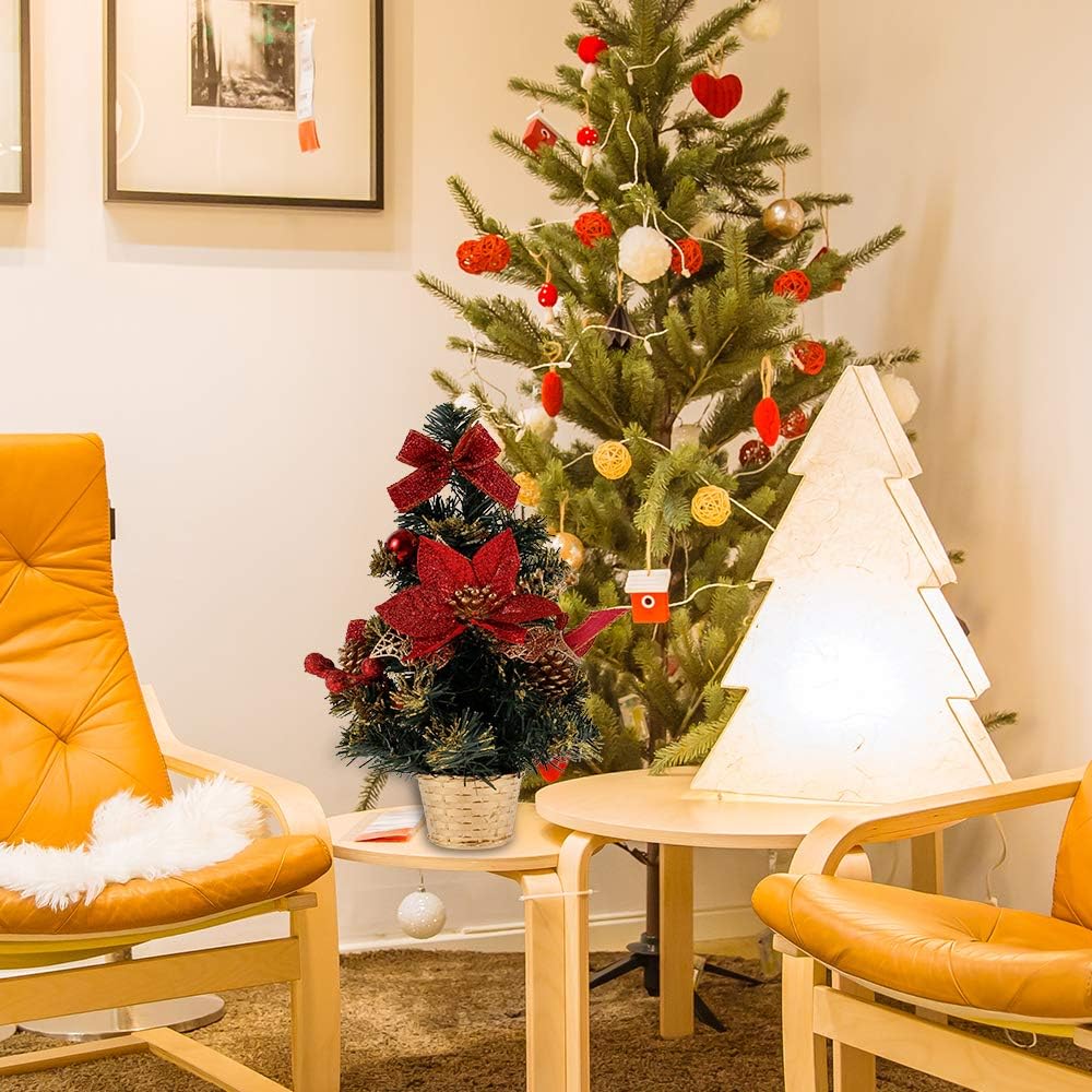 Amazon Steppiano クリスマスツリー 卓上 30cm ミニツリー クリスマス飾り おしゃれ 雰囲気満々 簡単な組立品 飾り 商店 部屋 おもちゃ プレゼント クリスマステーブル装飾 レッド クリスマスツリー おもちゃ