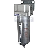 HEAVY DUTY HIGH FLOW COMPRESSED AIR IN-LINE PARTICULATE FILTER WITH METAL BOWL, 3/4" NPT PORTS, 140 CFM, VISIBLE SIGHT GLASS, 5 MICRON ELEMENT