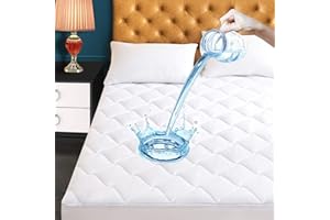 JamRest Twin XL Size Quilted Fitted Mattress Pad, Waterproof Breathable Cooling Mattress Protector, Stretches up to 21 Inches Deep Pocket Hollow Cotton Alternative Filling Noiseless Mattress Cover